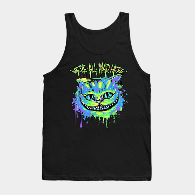 Colorful Mad Cat Tank Top by IlonaHibernis